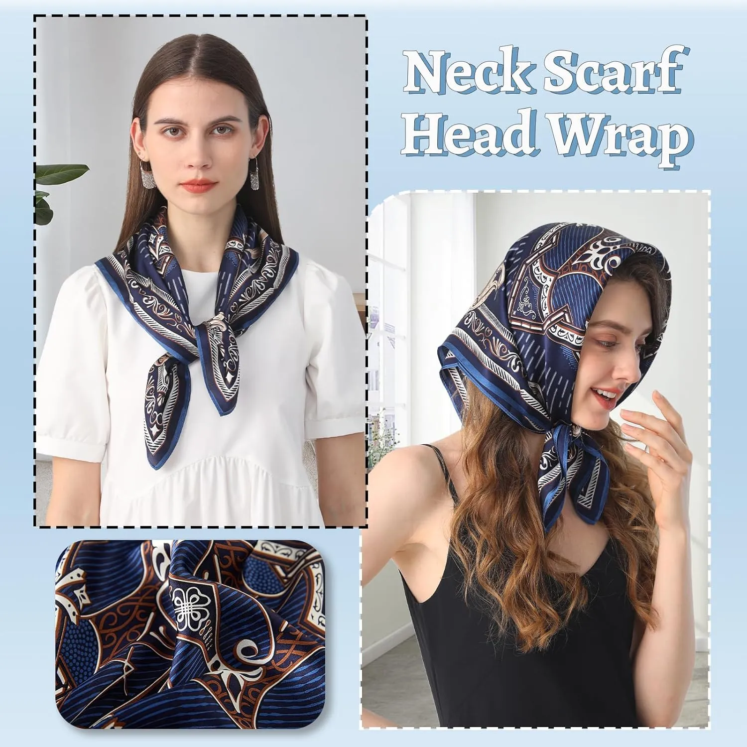 100% Mulberry Silk Square Scarf 27''x27'' Neck Scarf Hair Scarf Headscarf Bandanas for Women