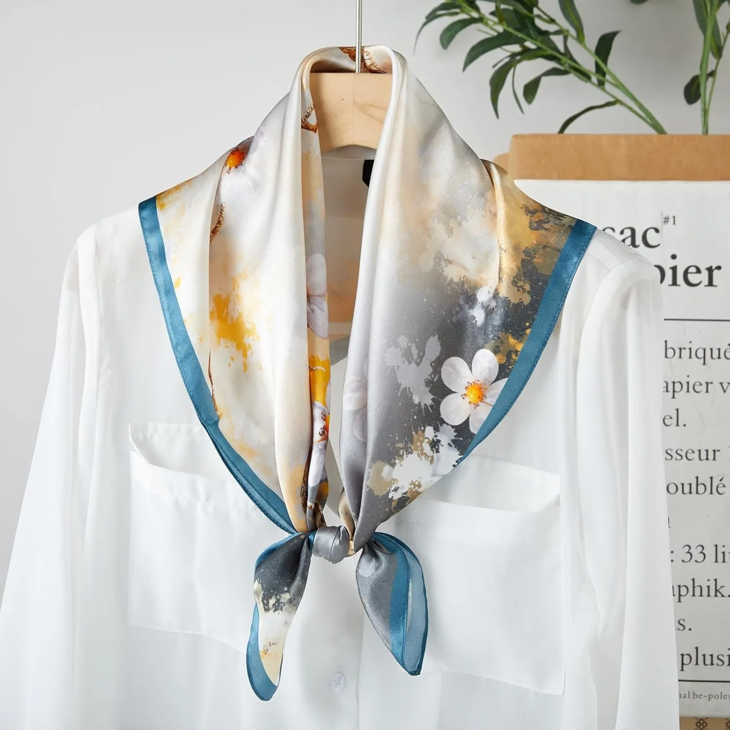 100% Mulberry Silk Square Scarf 27''x27'' Neck Scarf Hair Scarf Headscarf Bandanas for Women
