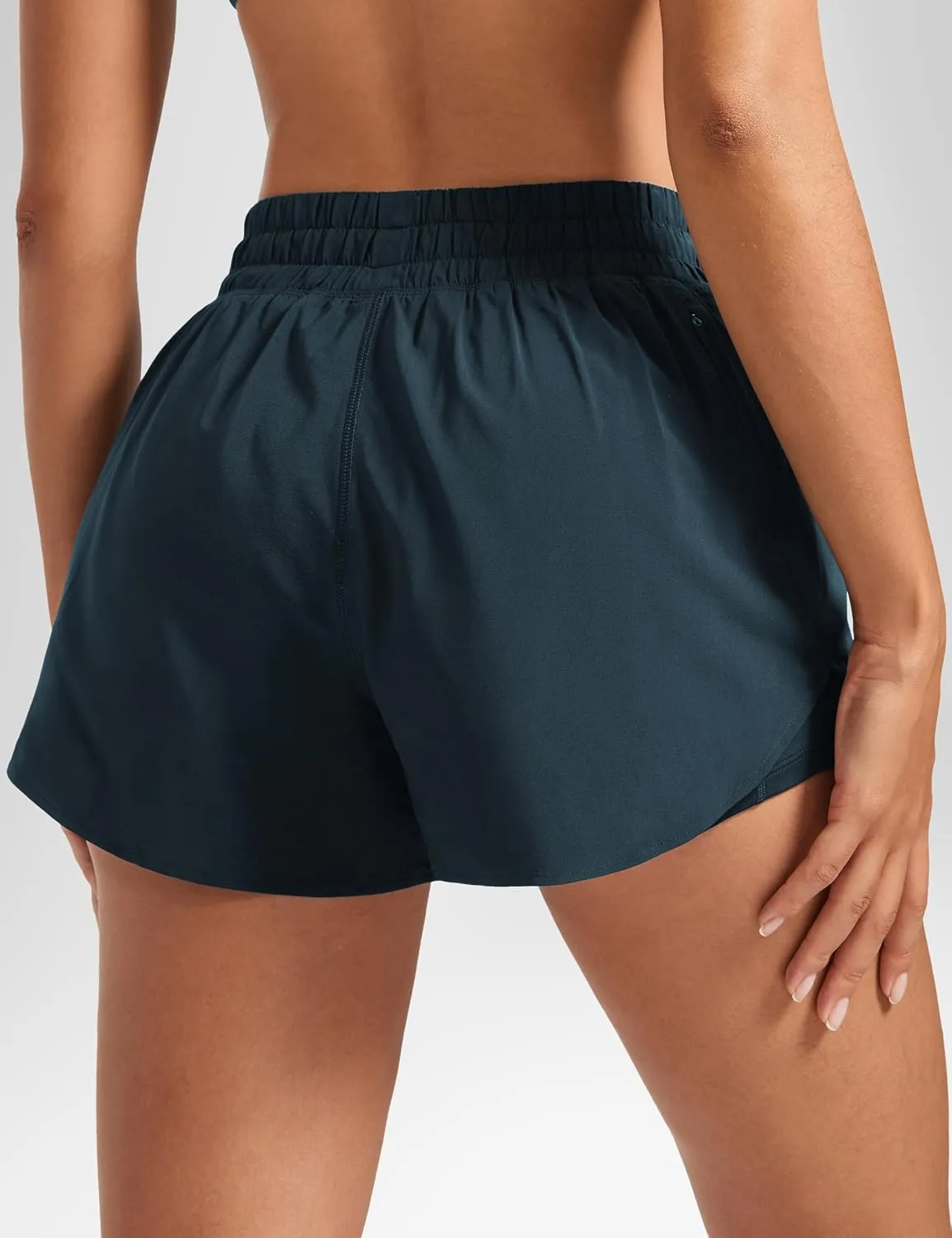 2 in 1 High Waisted Running Shorts for Women 3" Quick Dry for Sport Athletic Workout with Zipper Pocket