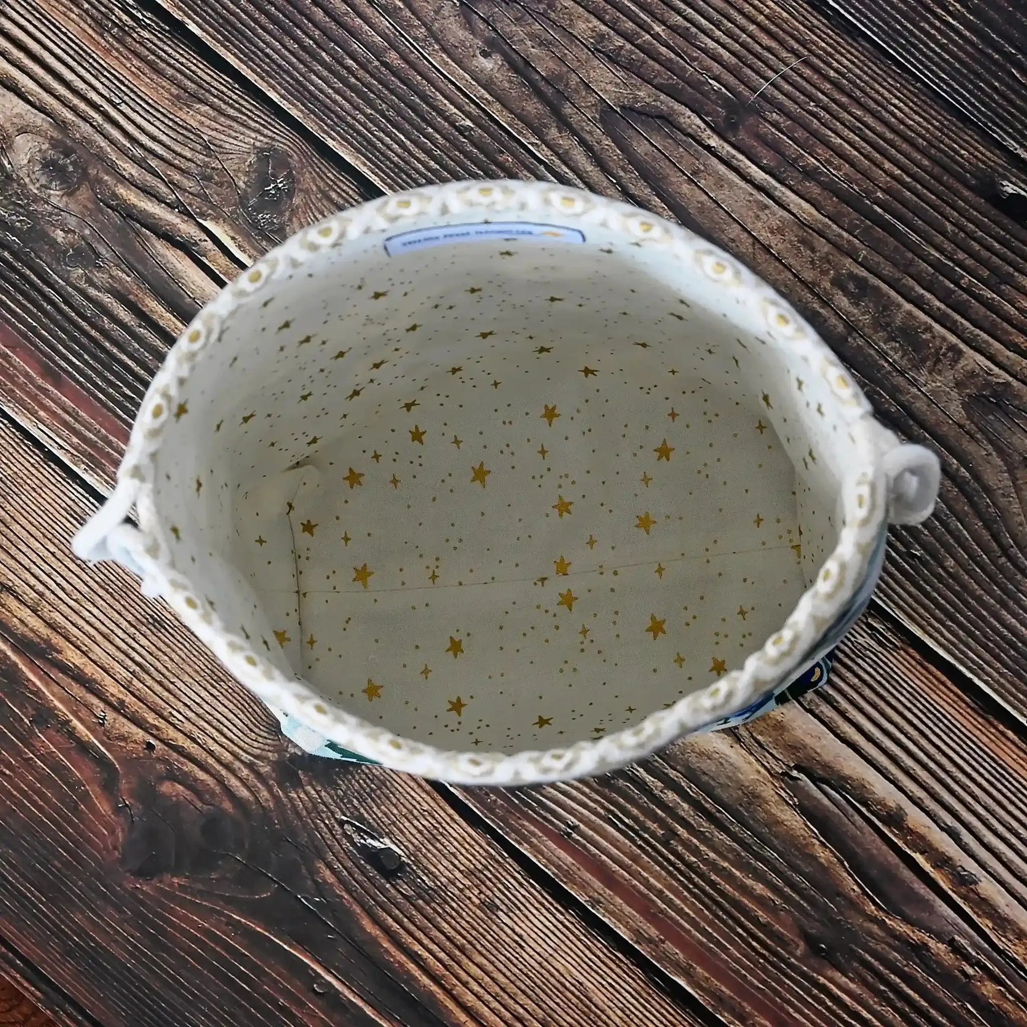 Aqua Floral Drawstring Project Bag in Rifle Paper Co's Antique Garden