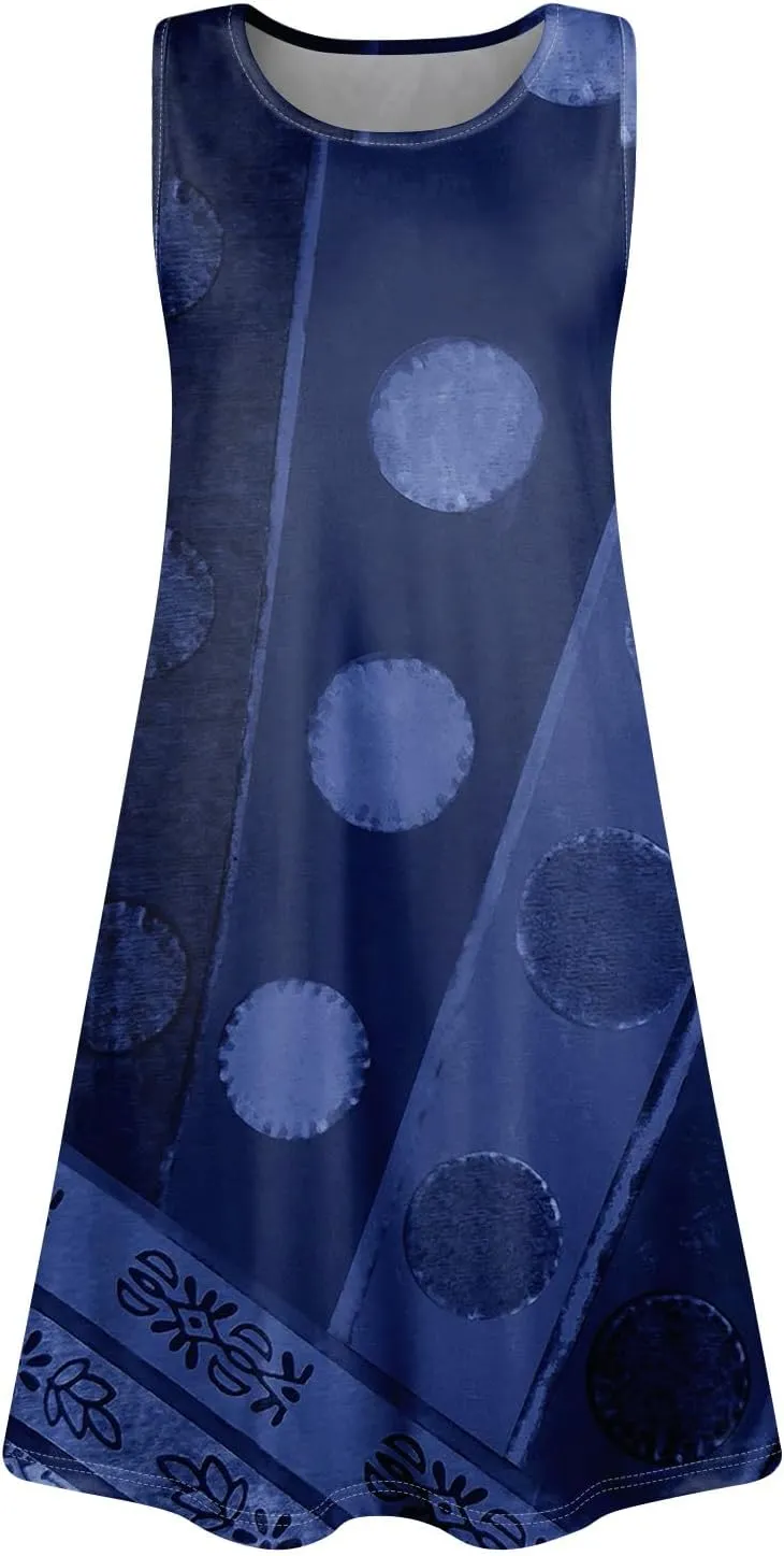 BAXLIMEK Sundresses for Women,2025 Spring Summer Casual Loose U Neck Mini Dress Trendy Flowy Ruched Print Beach T Shirt Dress