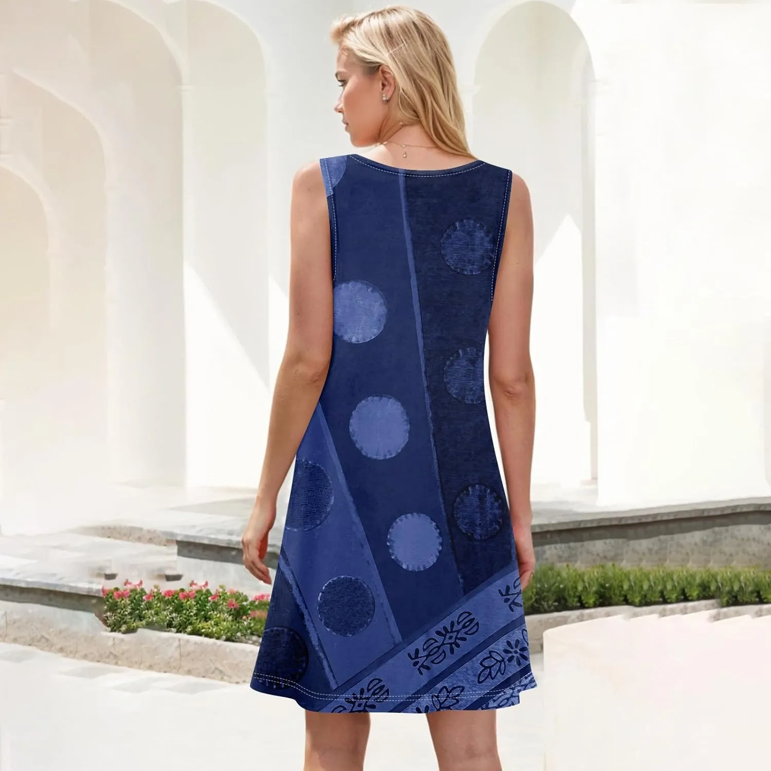 BAXLIMEK Sundresses for Women,2025 Spring Summer Casual Loose U Neck Mini Dress Trendy Flowy Ruched Print Beach T Shirt Dress