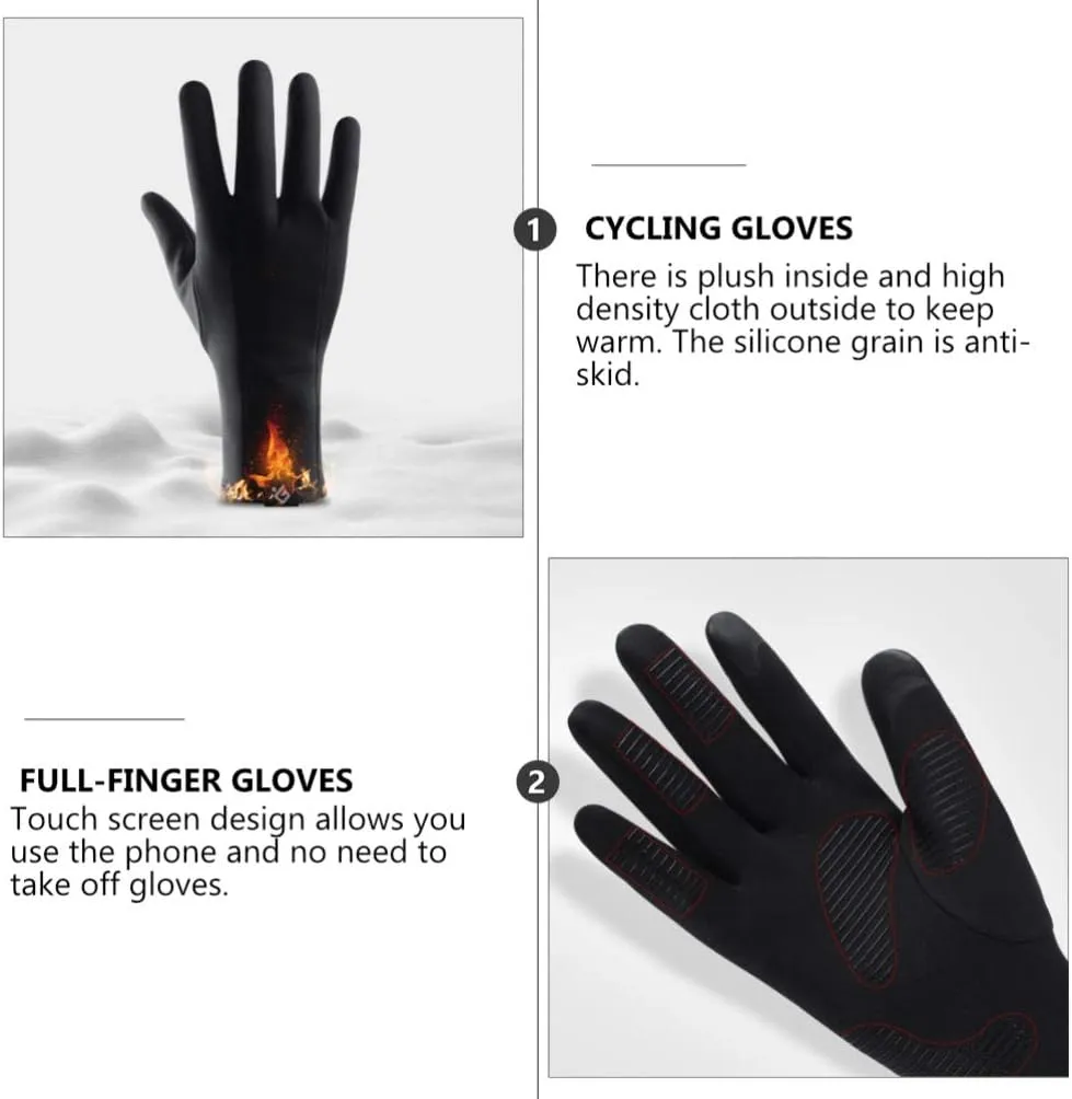 BESPORTBLE 1 Pair Touch Screen Cycling Gloves Touchscreen Mitten Winter Motorcycle Gloves Mens Outdoor Mittens Warm Bike Gloves Outdoor Sport Gloves Mittens Kids Velvet Sports Motocross Man