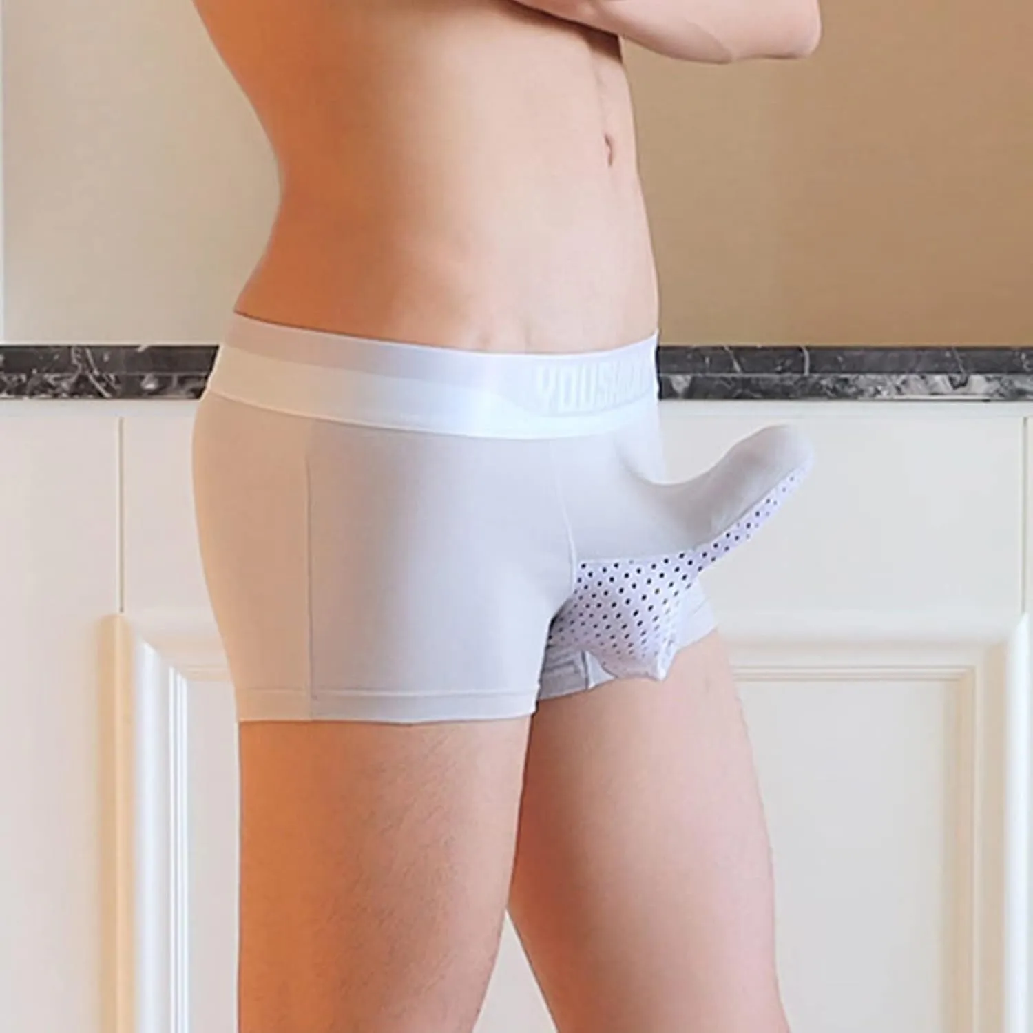 Boxers for Men Male Casual Solid Mesh Elephant Trunk Breathable Underwear Pant Knickers Comfortable Boxer