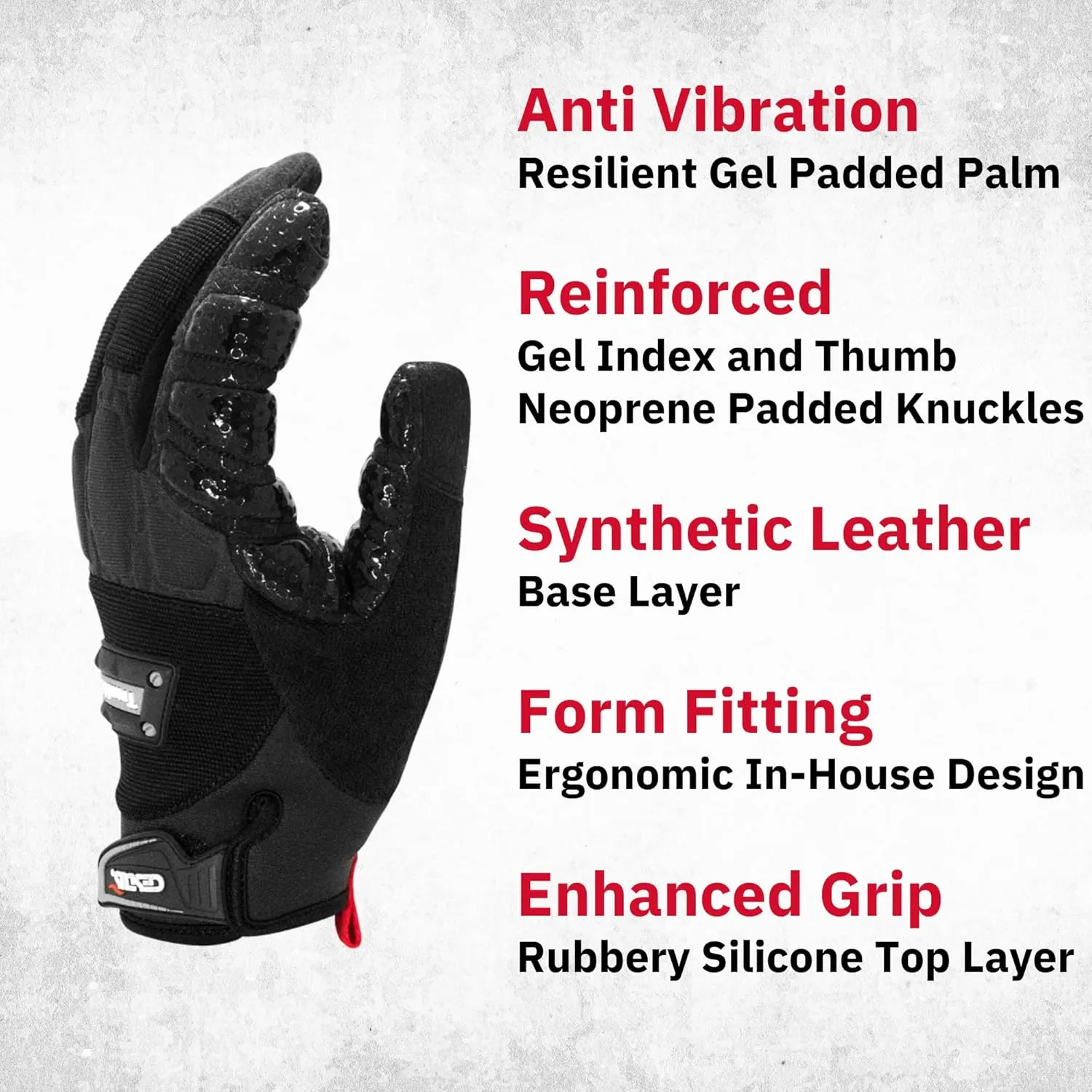 Cestus TrembleX, Anti Vibration Gloves, Gel Padded Palm, Work Gloves With Grip