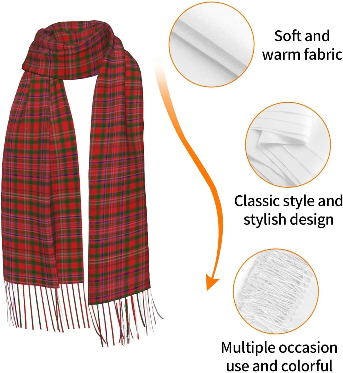 Clan Macdougall Tartan Imitation Cashmere Tassel Scarf Winter Scarf Autumn Softest Classic Warm