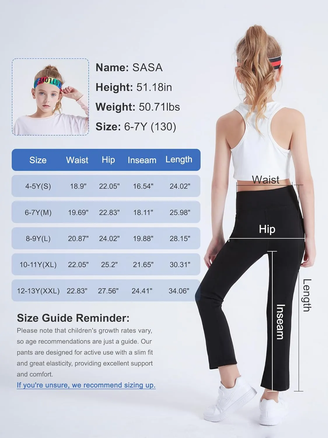 DIPUG Girls Flare Leggings Yoga Pants with Side Pockets Extra Stretch Ideal for Dance Jazz Sports and Everyday Wear