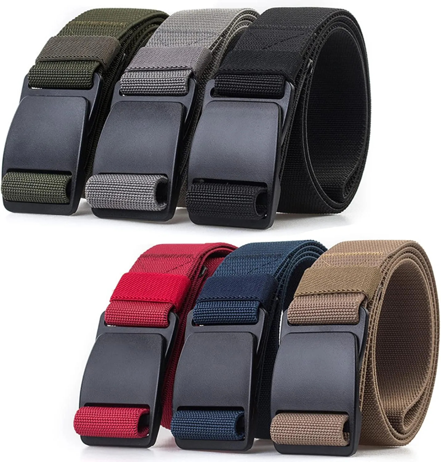 Elastic Belts for Men Quick Release Non Metal Plastic Buckle Comfortable Stretch Webbing Golf Belt 1.5" Wide