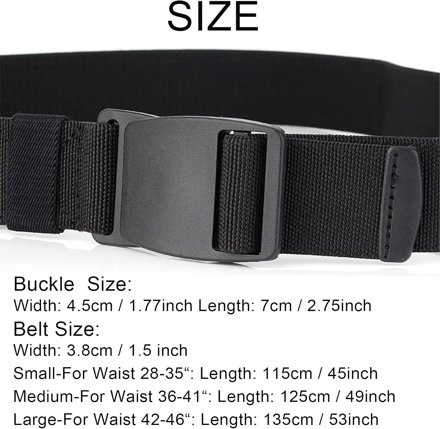 Elastic Belts for Men Quick Release Non Metal Plastic Buckle Comfortable Stretch Webbing Golf Belt 1.5" Wide