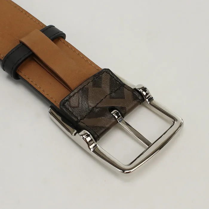 FENDI 7C0497 belt Monogram embossed Casual Belts Wide Belts leather Brown mens