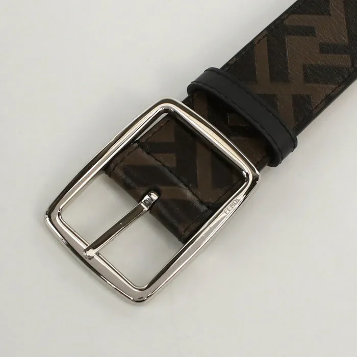FENDI 7C0497 belt Monogram embossed Casual Belts Wide Belts leather Brown mens