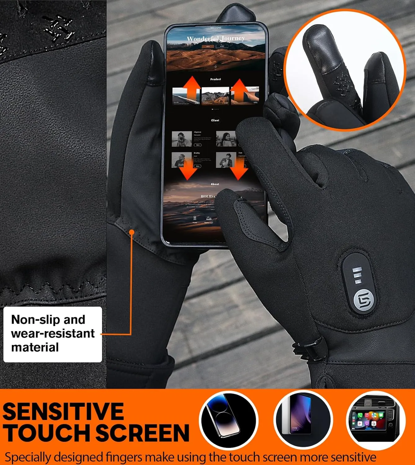 Heated Gloves with Rechargeable 7.4V 2800mAh Battery for Men and Women,Wear-Resistant Heated Work Gloves,Thin, Soft