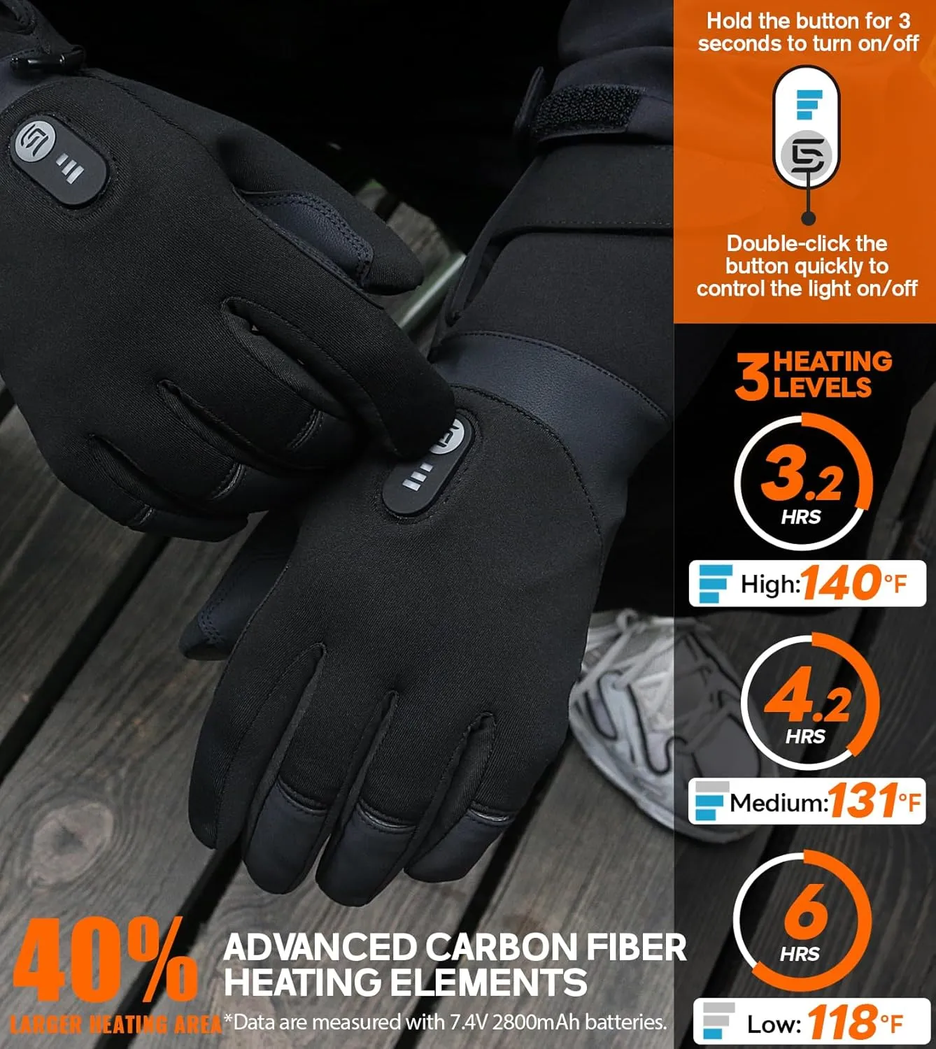 Heated Gloves with Rechargeable 7.4V 2800mAh Battery for Men and Women,Wear-Resistant Heated Work Gloves,Thin, Soft