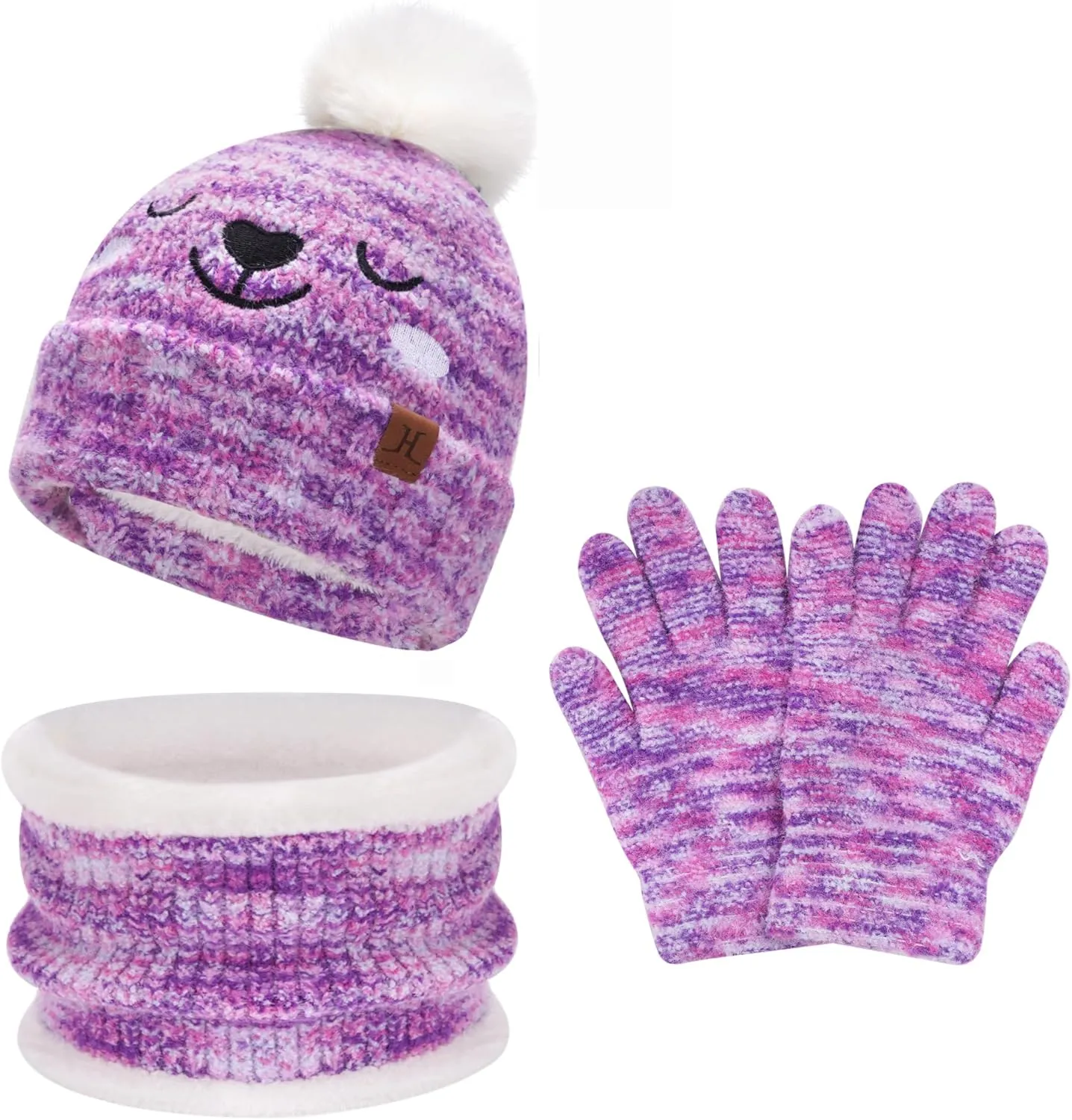 Kids Toddlers Winter Beanie Hats Gloves Neck Scarf Warm Knit Set Gifts for 0 6 12 Months 1 2 3 4-8 Year Old Baby Boys Girls