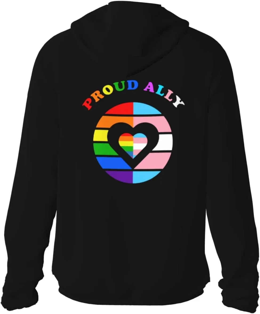 LGBT Rainbow Proud Ally Sun Protection Hoodie Man Women's Full Zip UPF 50  Sun Shirts Long Sleeve Fishing Shirt