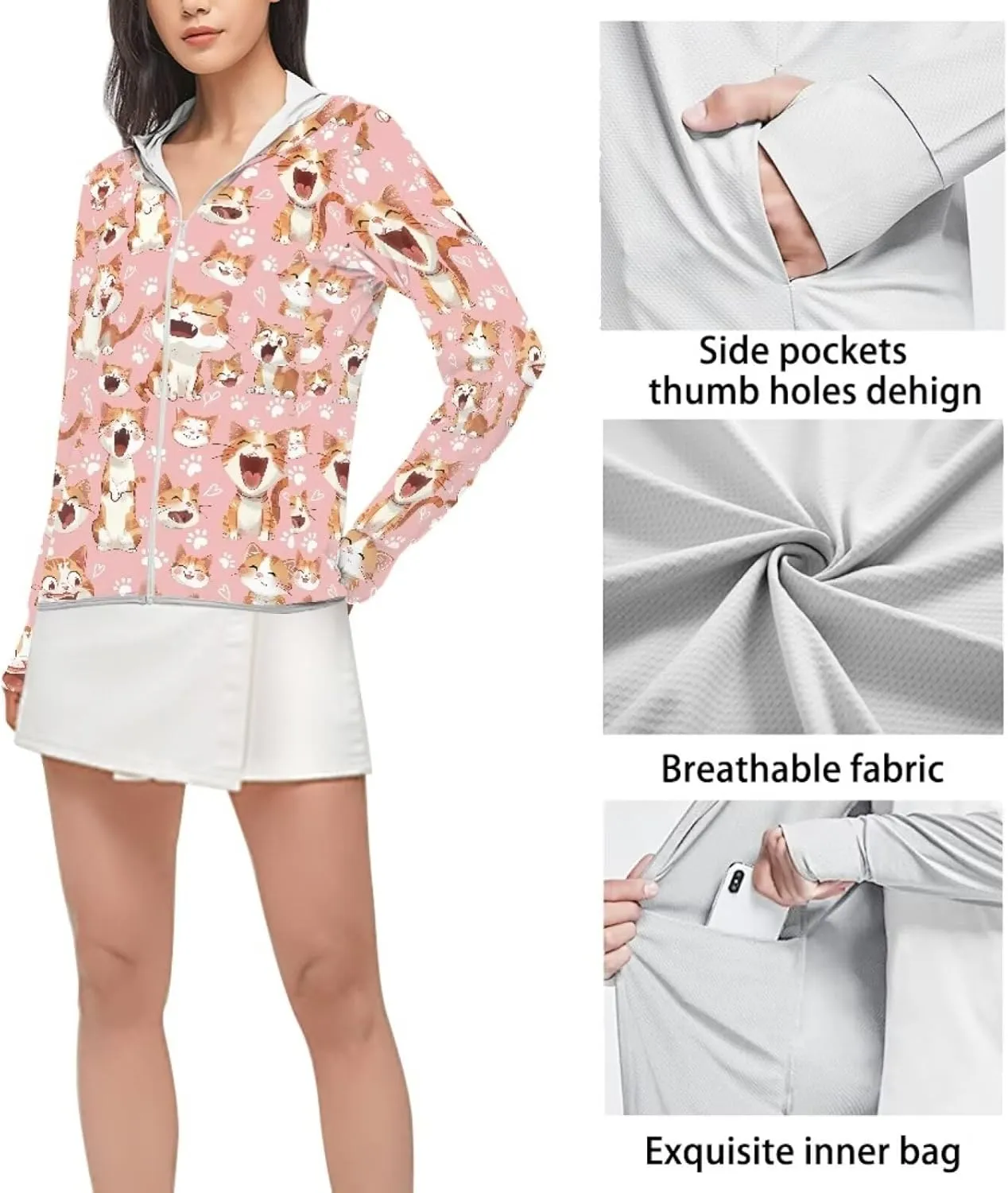Long Sleeve Womens Sun-Proof Jacket Lightweight Cooling Sunscreen Shirt