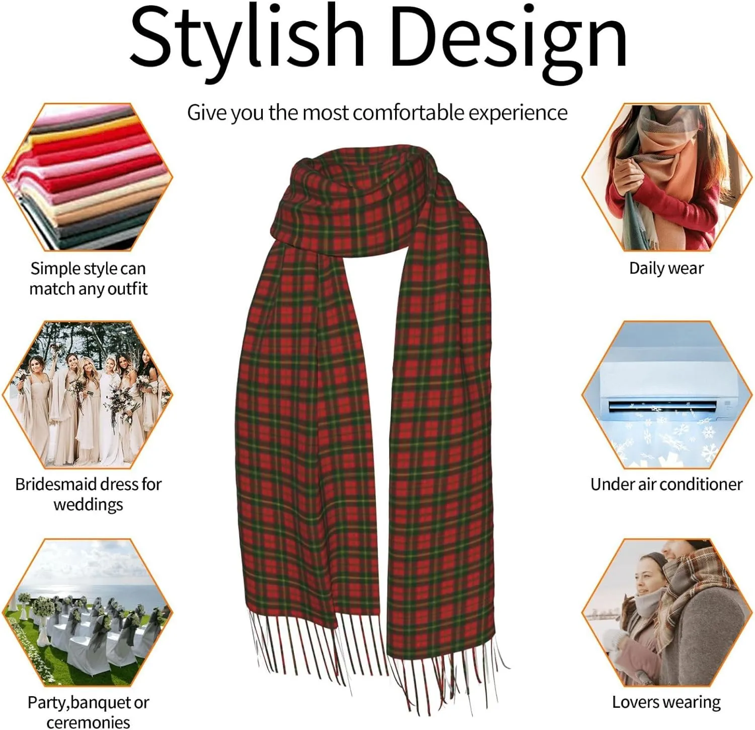 Macgregor Ancient Scottish Tartan Imitation Cashmere Tassel Scarf Winter Scarf Autumn Softest Classic Warm