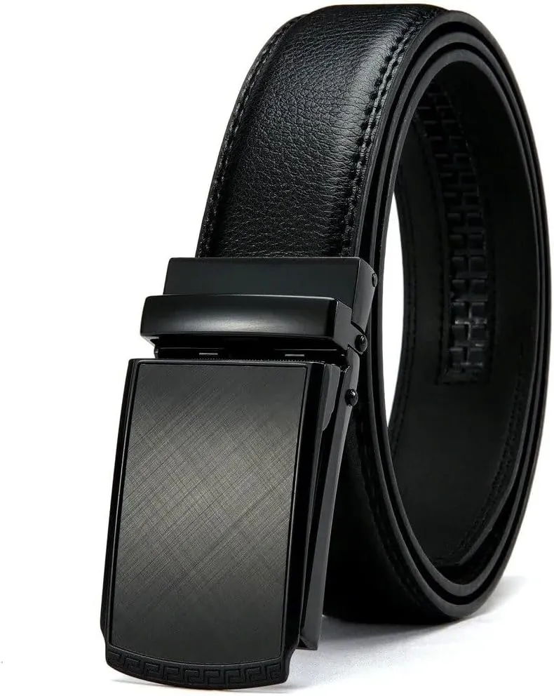 Men Genuine Leather Belt Metal Automatic Buckle Ratchet Belts for Jeans Leather Strap Belts for Men Pants Waistband