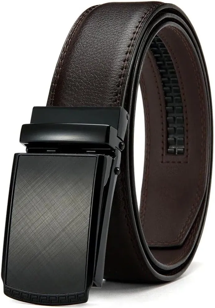 Men Genuine Leather Belt Metal Automatic Buckle Ratchet Belts for Jeans Leather Strap Belts for Men Pants Waistband