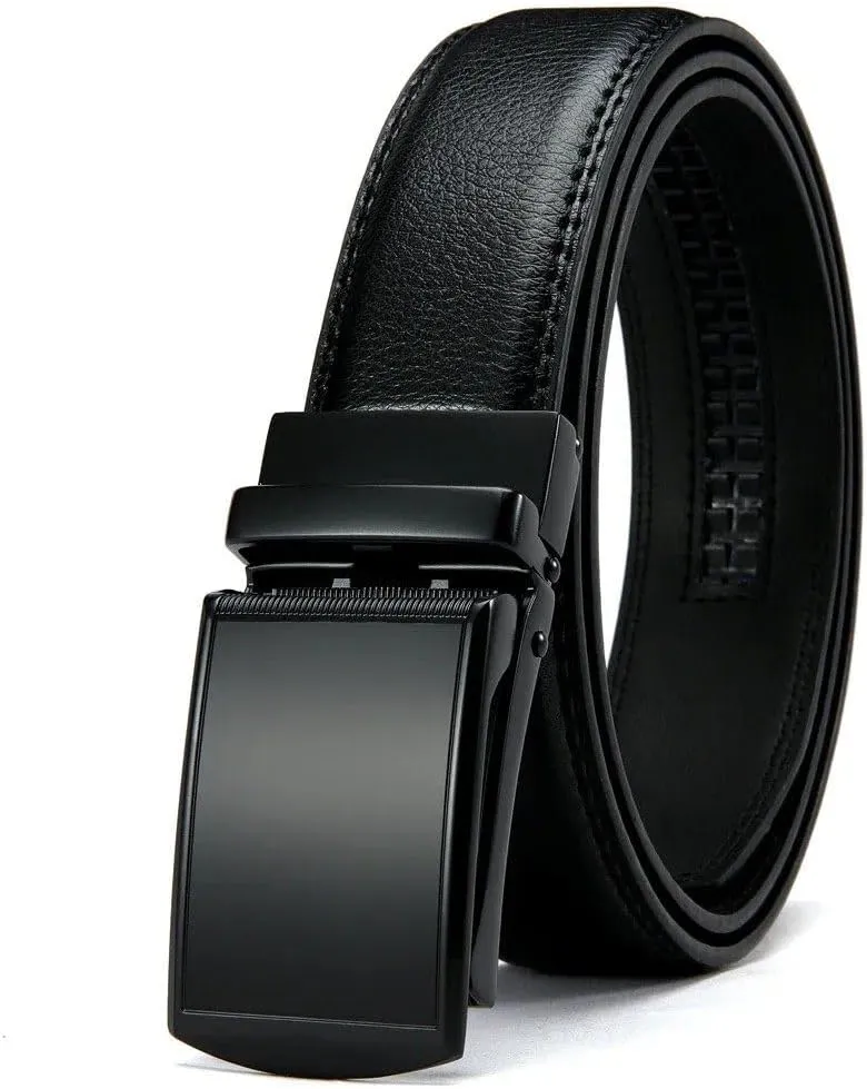 Men Genuine Leather Belt Metal Automatic Buckle Ratchet Belts for Jeans Leather Strap Belts for Men Pants Waistband