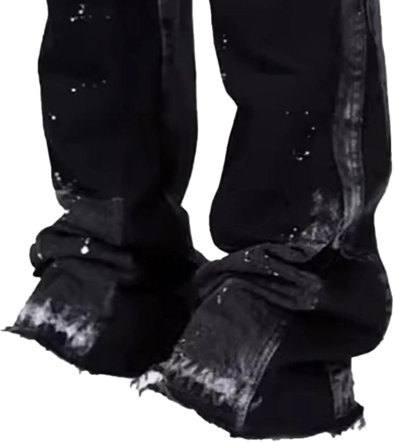 Men's Straight Leg Jeans Distressed Patchwork Denim Pants Stretchy Comfortable Fit