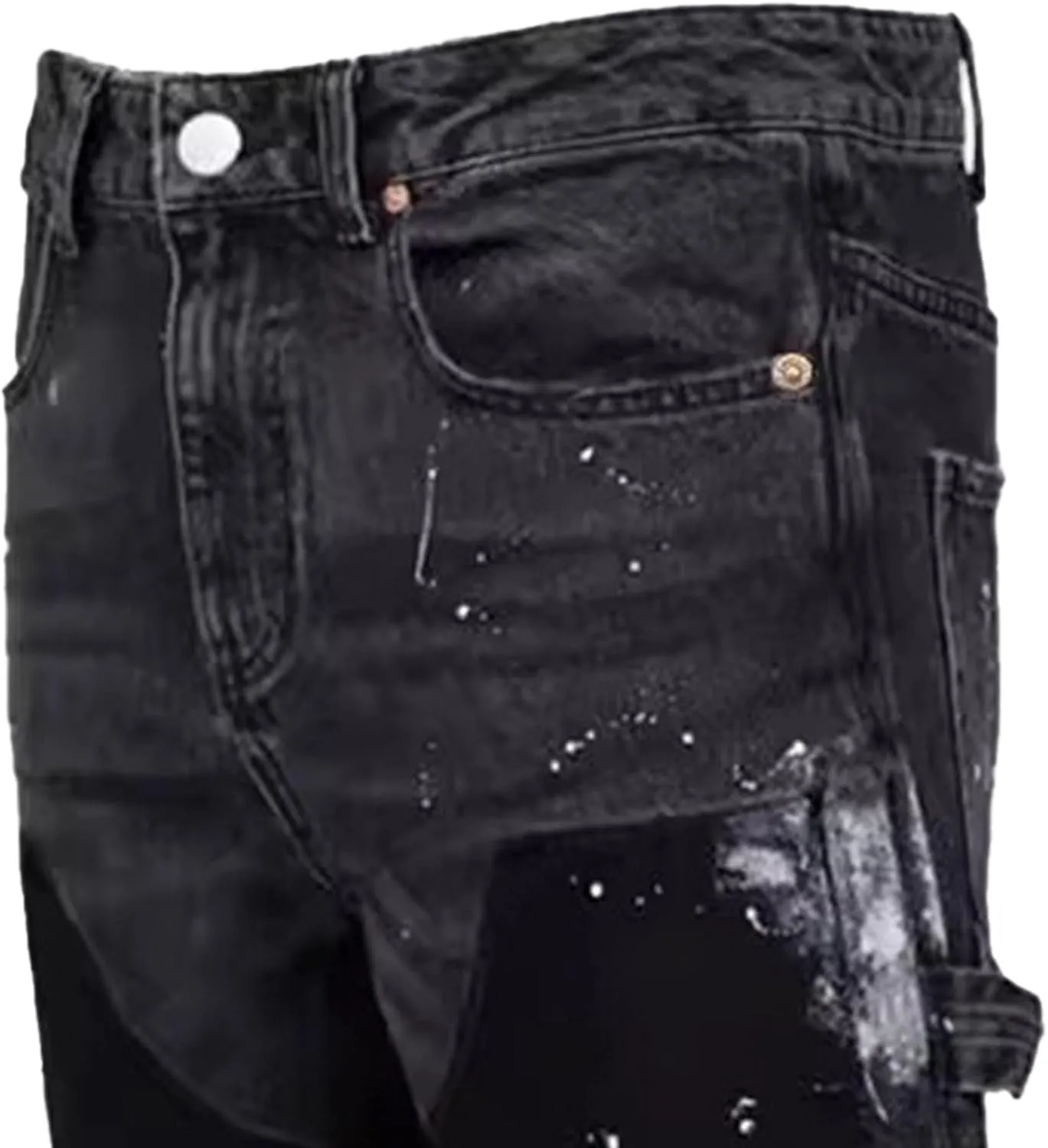 Men's Straight Leg Jeans Distressed Patchwork Denim Pants Stretchy Comfortable Fit