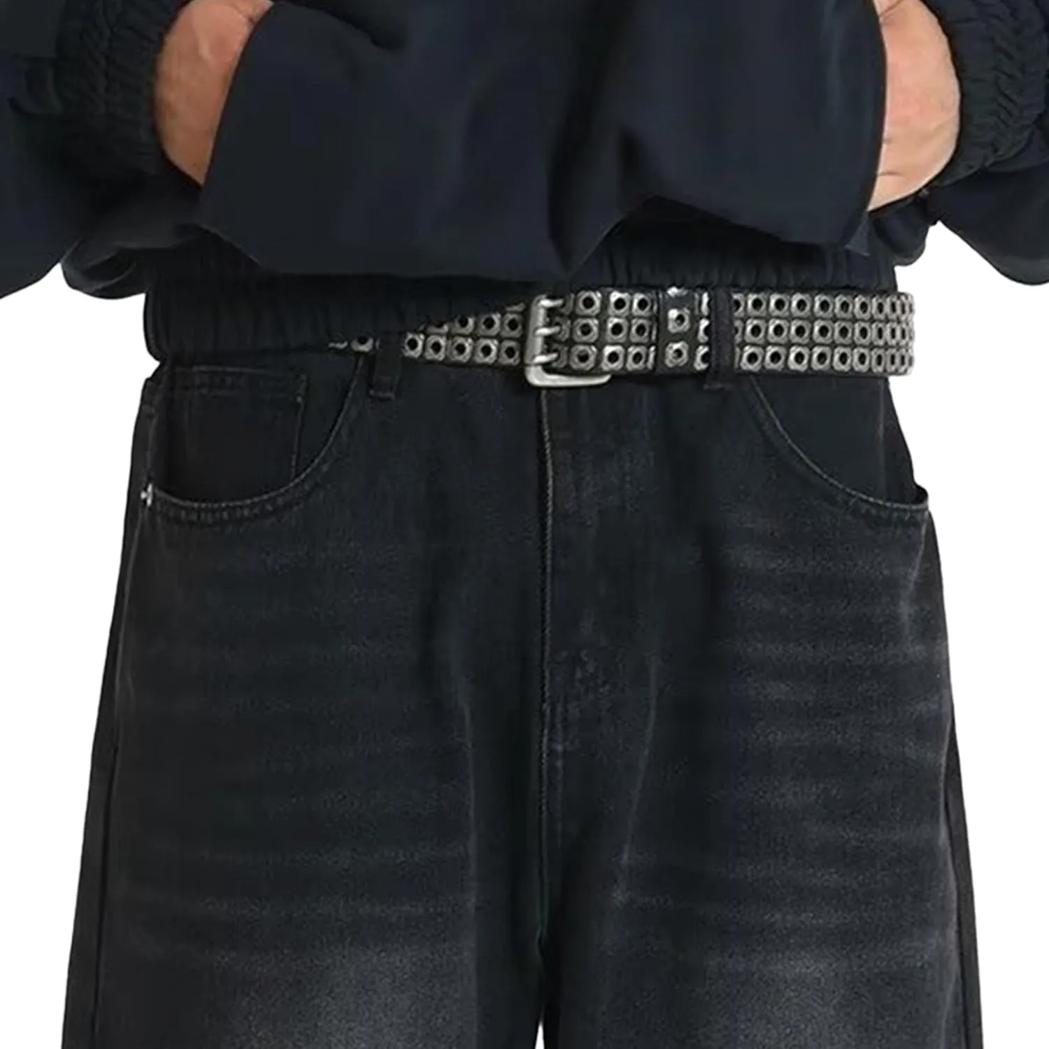 Men's Straight Leg Jeans Distressed Patchwork Denim Pants Stretchy Comfortable Fit