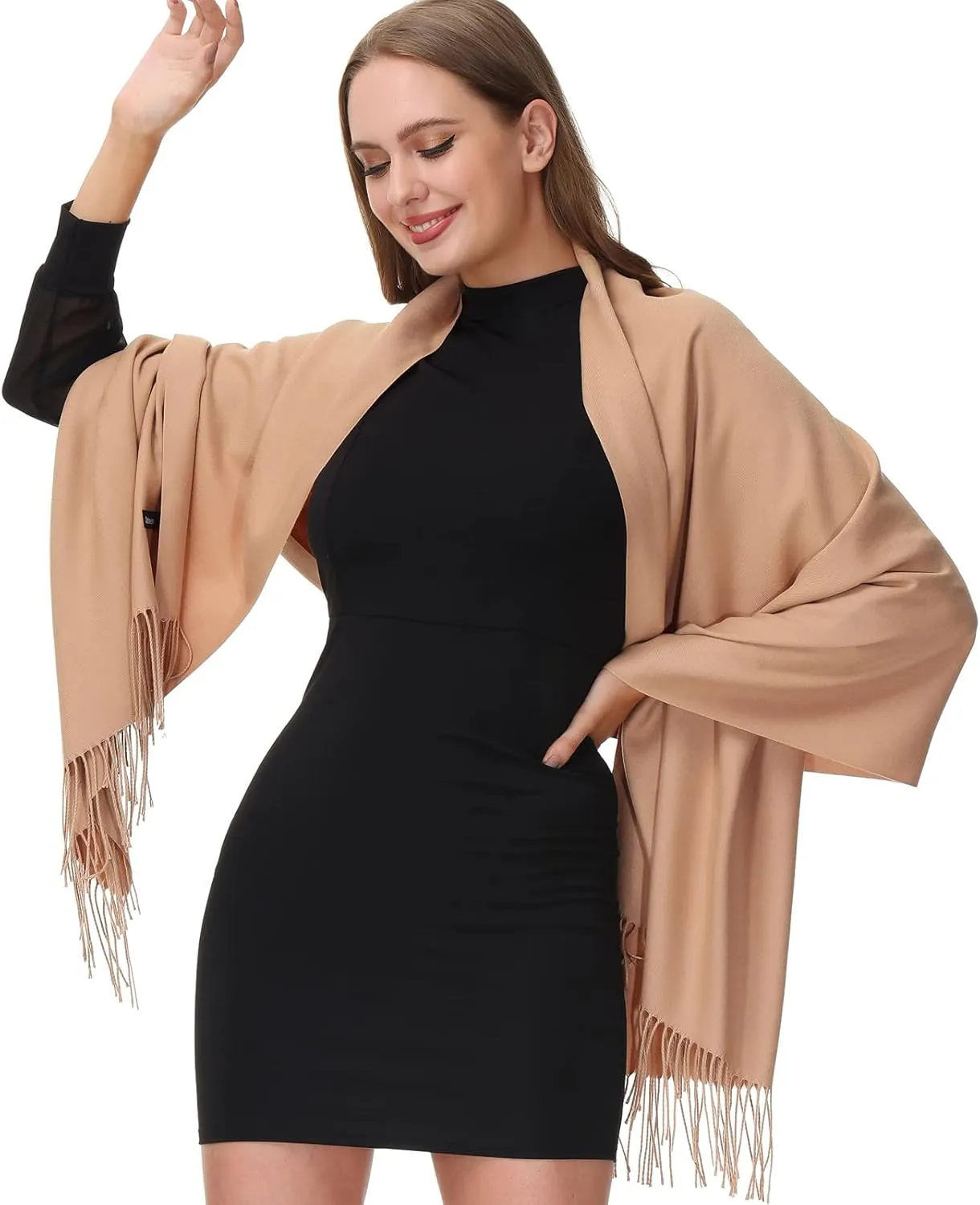 OHAYOMI Womens Pashmina Shawl Wrap Soft Warm Scarf Solid Color Pashmina