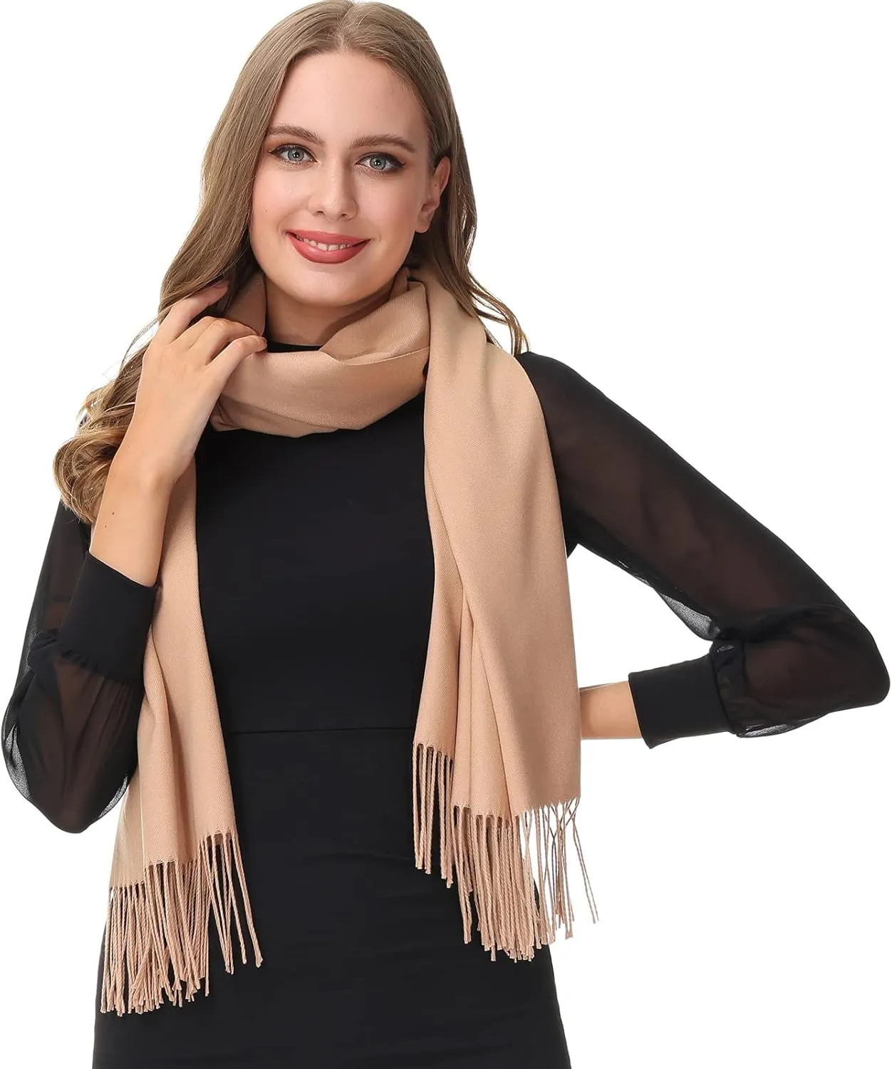 OHAYOMI Womens Pashmina Shawl Wrap Soft Warm Scarf Solid Color Pashmina