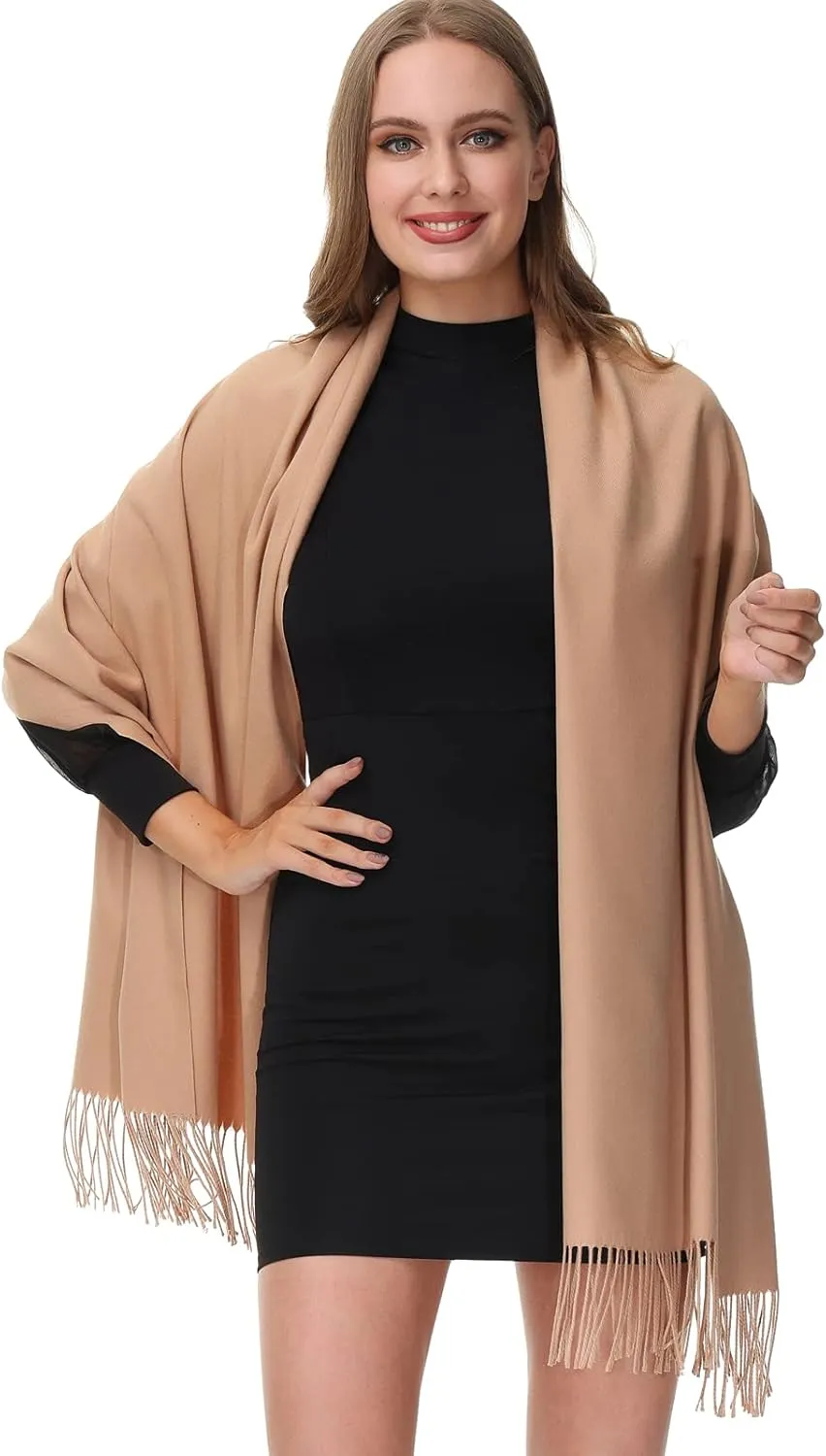 OHAYOMI Womens Pashmina Shawl Wrap Soft Warm Scarf Solid Color Pashmina