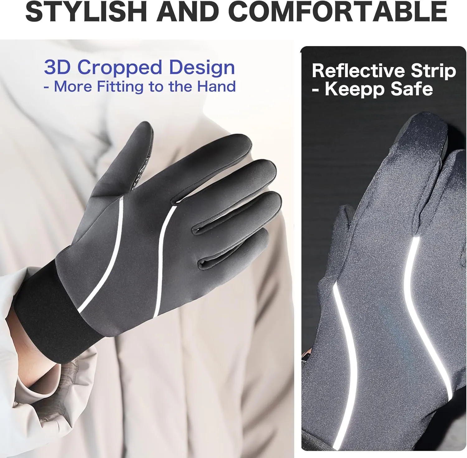 Origem Winter Gloves Men Women, Touch Screen Anti-Slip Warm 3M Thinsulate Running Gloves Lined for Cycling Driving Hiking Walking Gardening