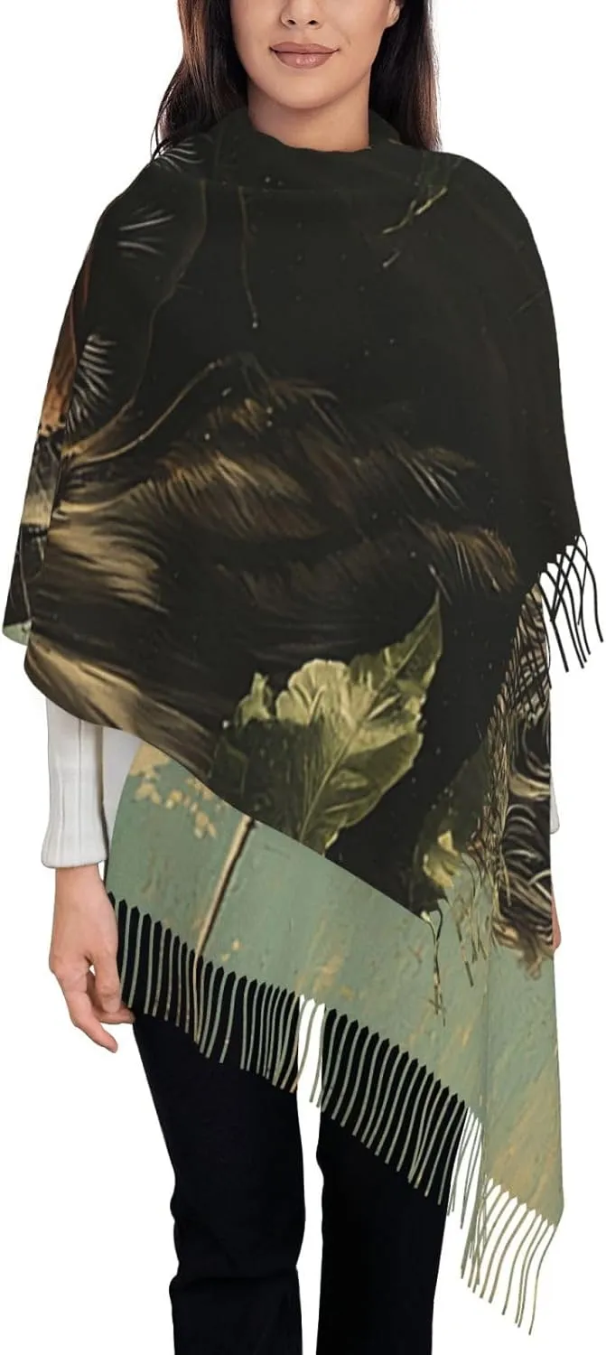 Pashmina Shawls Wraps Cashmere Feel Scarves Winter Soft Warm Large Scarf Gifts, Funny Cow Sunflower Cool Vintage