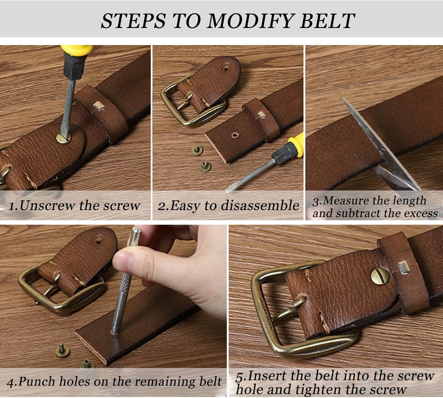 Pattern Embossed Mens Adjustable Belt, Western Genuine Leather Dress Belts for Men with Metal Buckle for Pants Jeans,Black,110CM/43.3''
