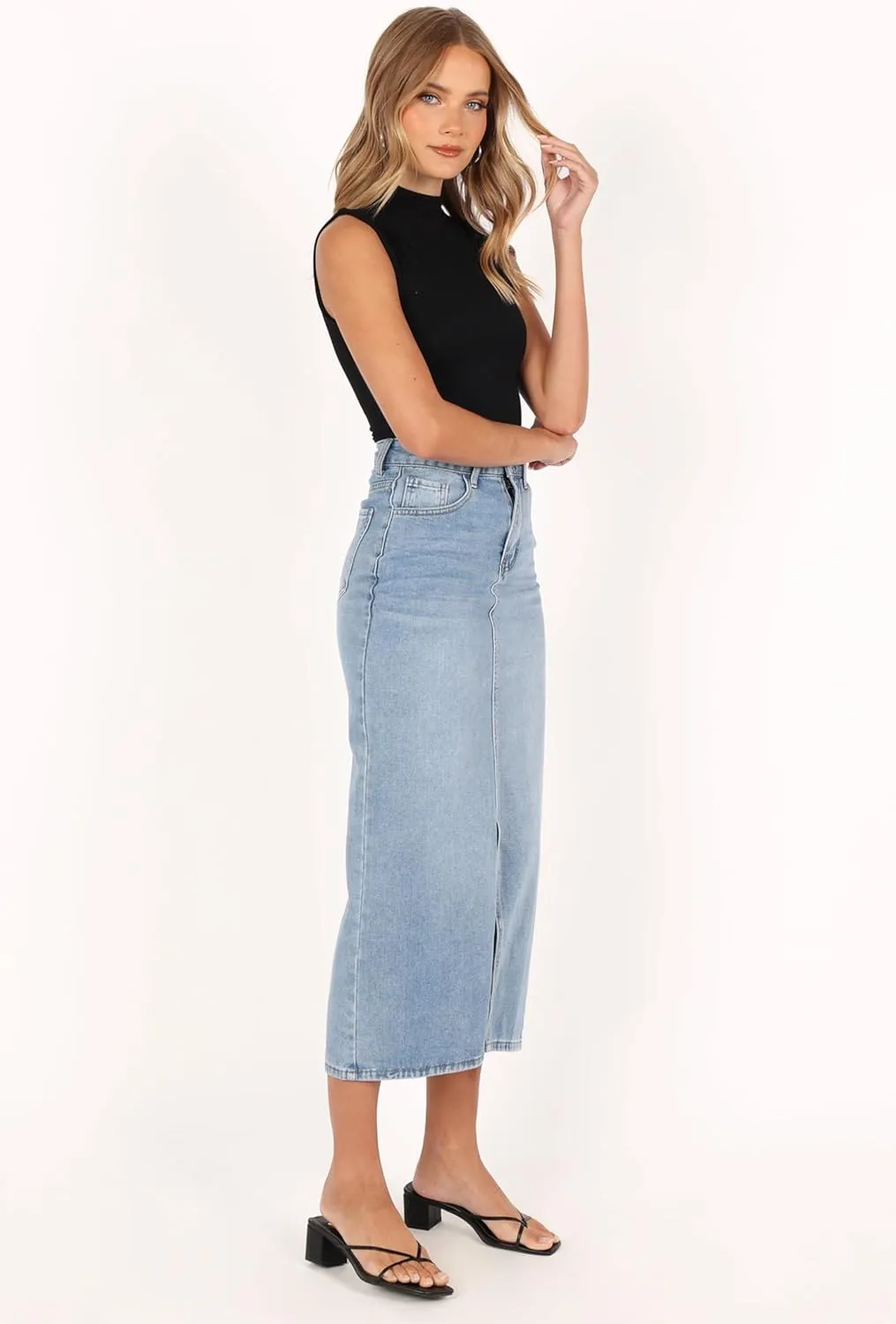Petal & Pup Women's Dana Denim Midi Skirt