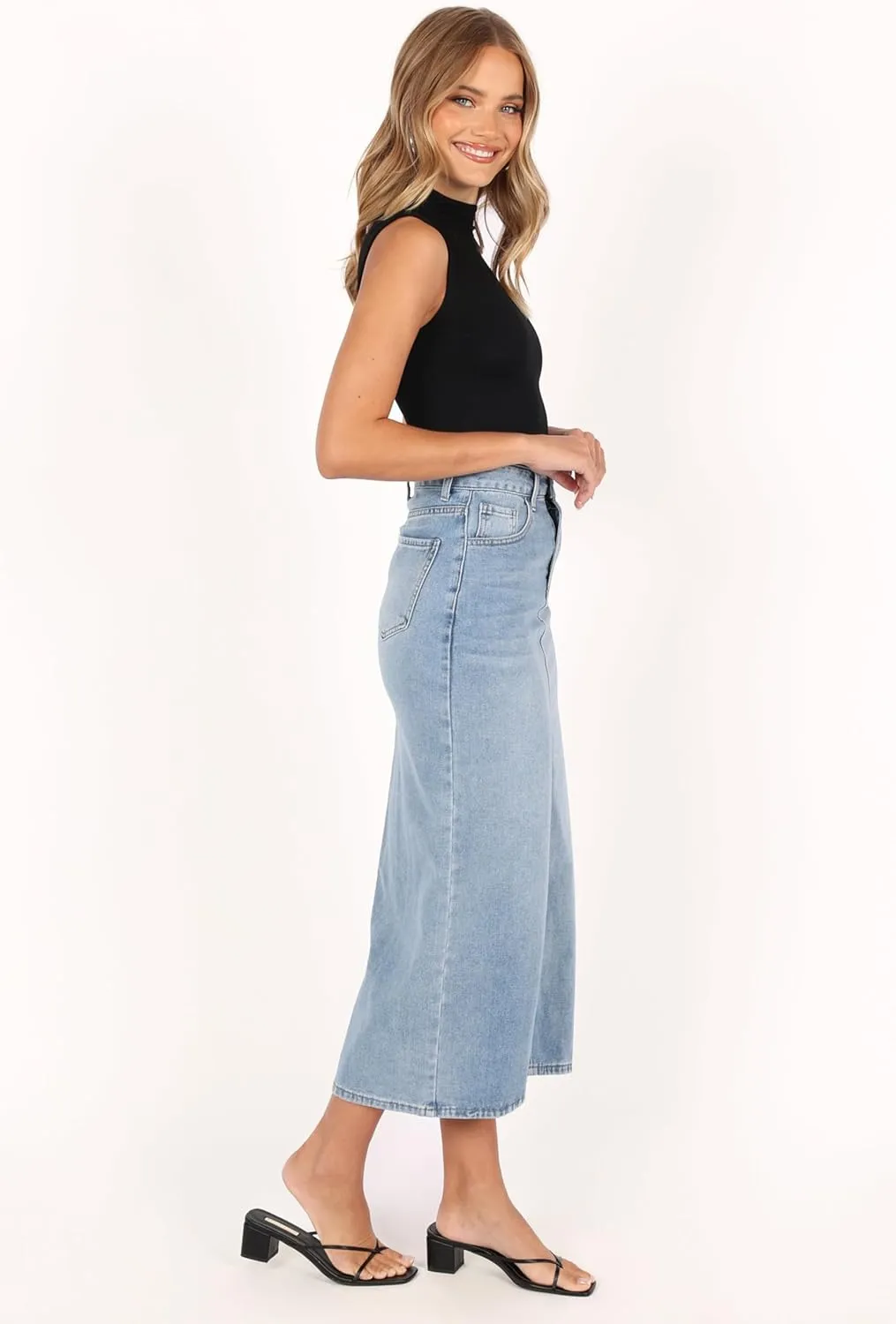 Petal & Pup Women's Dana Denim Midi Skirt