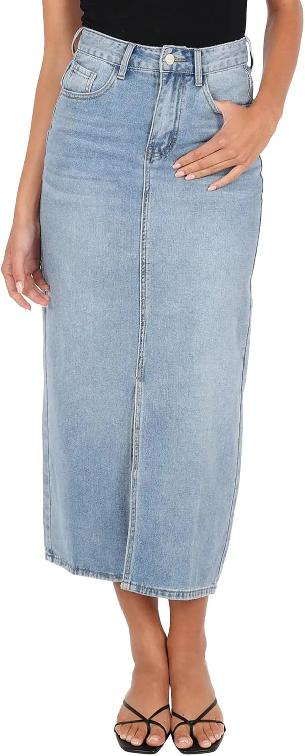 Petal & Pup Women's Dana Denim Midi Skirt