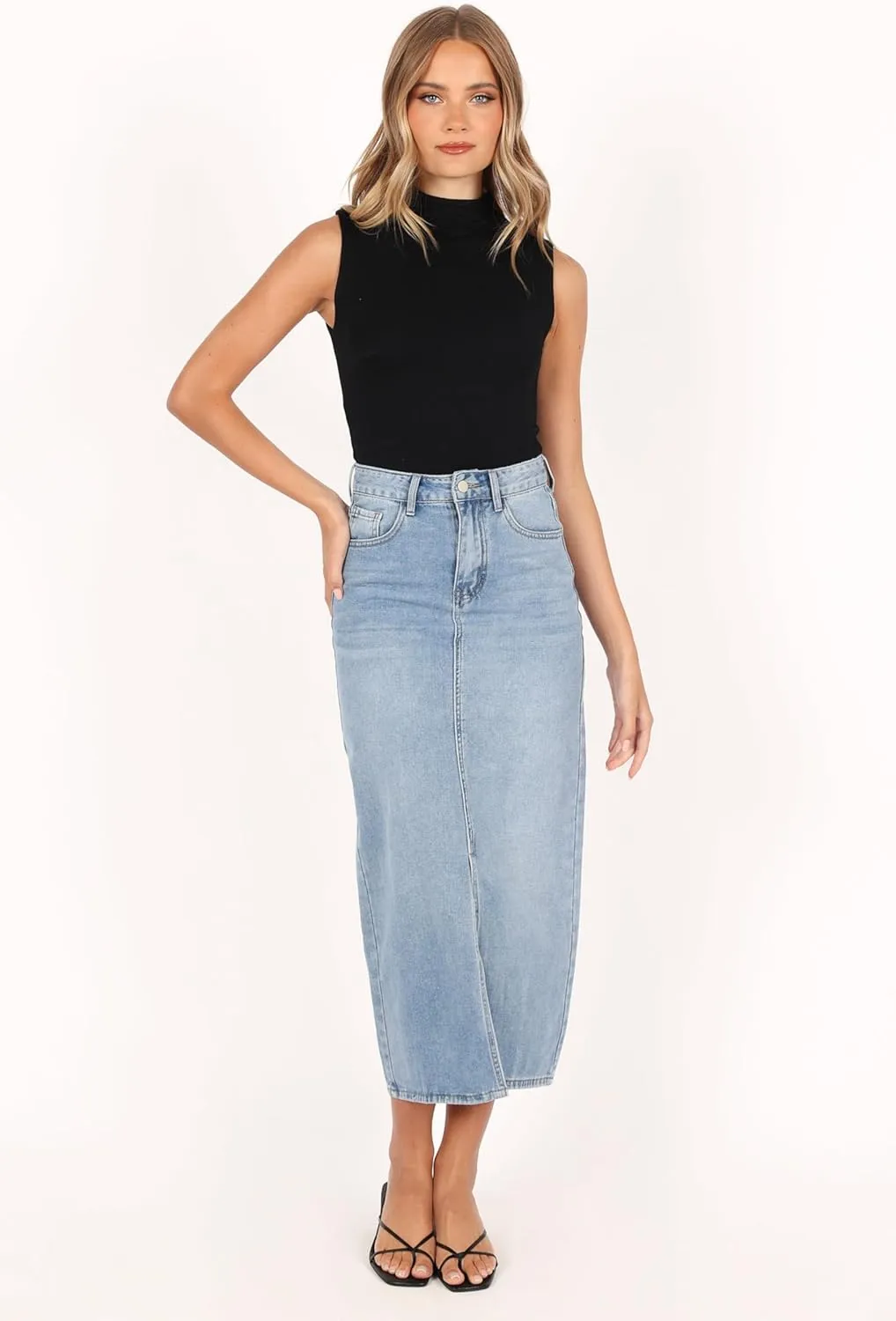 Petal & Pup Women's Dana Denim Midi Skirt