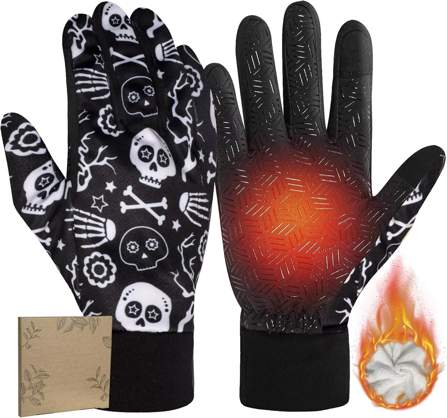 Pixel Panda Winter Gloves for Men Women, with Touchscreen, Warm Gloves for Cold Weather Thin Water-Resistant Windproof Non-Slip Gloves for Cycling, Driving, Running