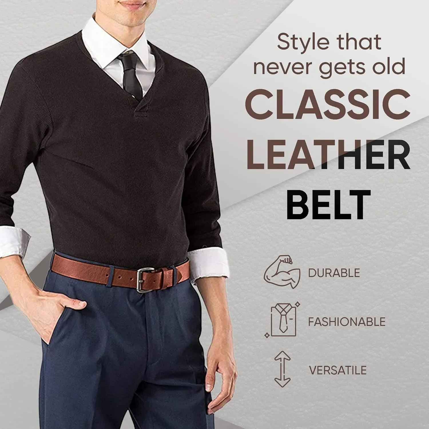Prospero Comfort Men's Casual Belt Super Soft Full Grain Leather Roller Buckle 38MM 1.5 inch Black Brown Tan