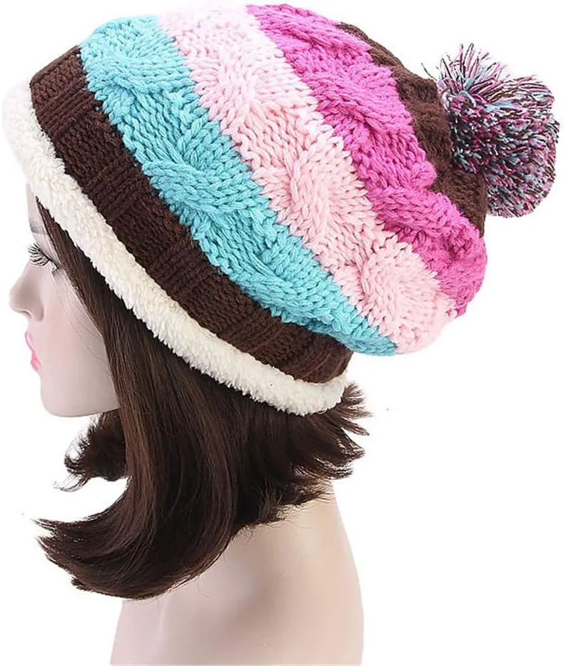 Qianmome Beanie Knitted Winter Pompom Pom Pom Handmade Beanie Casual Cap Skullies Bonnet