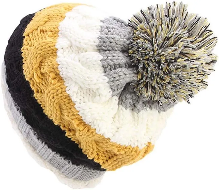 Qianmome Beanie Knitted Winter Pompom Pom Pom Handmade Beanie Casual Cap Skullies Bonnet