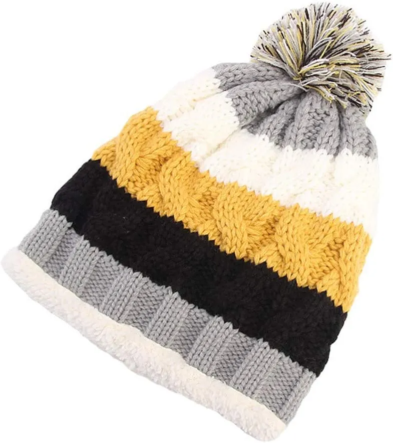 Qianmome Beanie Knitted Winter Pompom Pom Pom Handmade Beanie Casual Cap Skullies Bonnet
