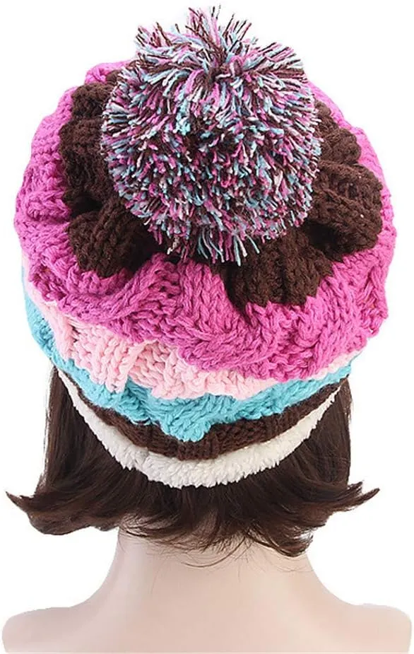 Qianmome Beanie Knitted Winter Pompom Pom Pom Handmade Beanie Casual Cap Skullies Bonnet