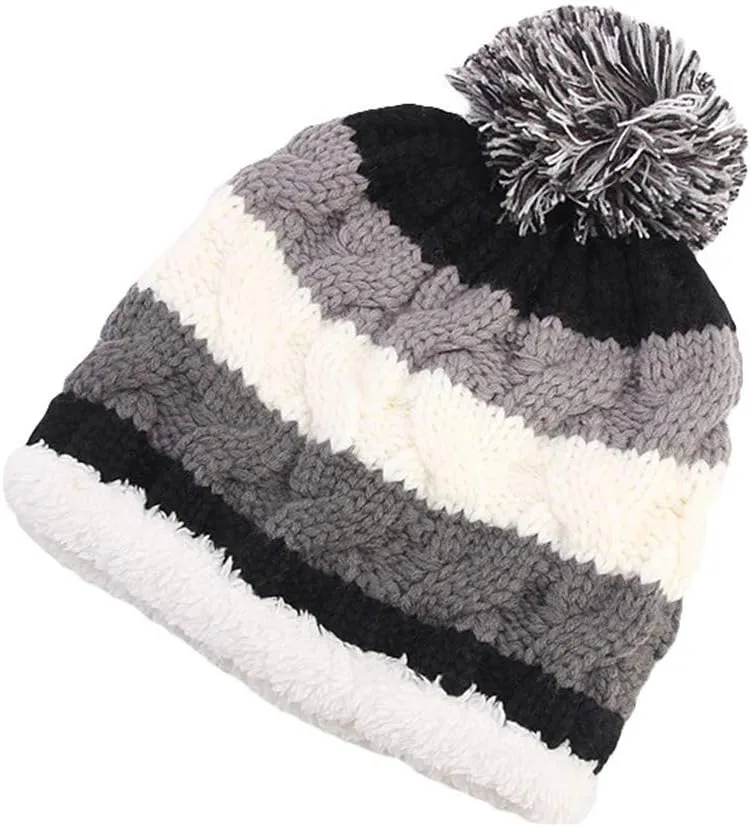 Qianmome Beanie Knitted Winter Pompom Pom Pom Handmade Beanie Casual Cap Skullies Bonnet