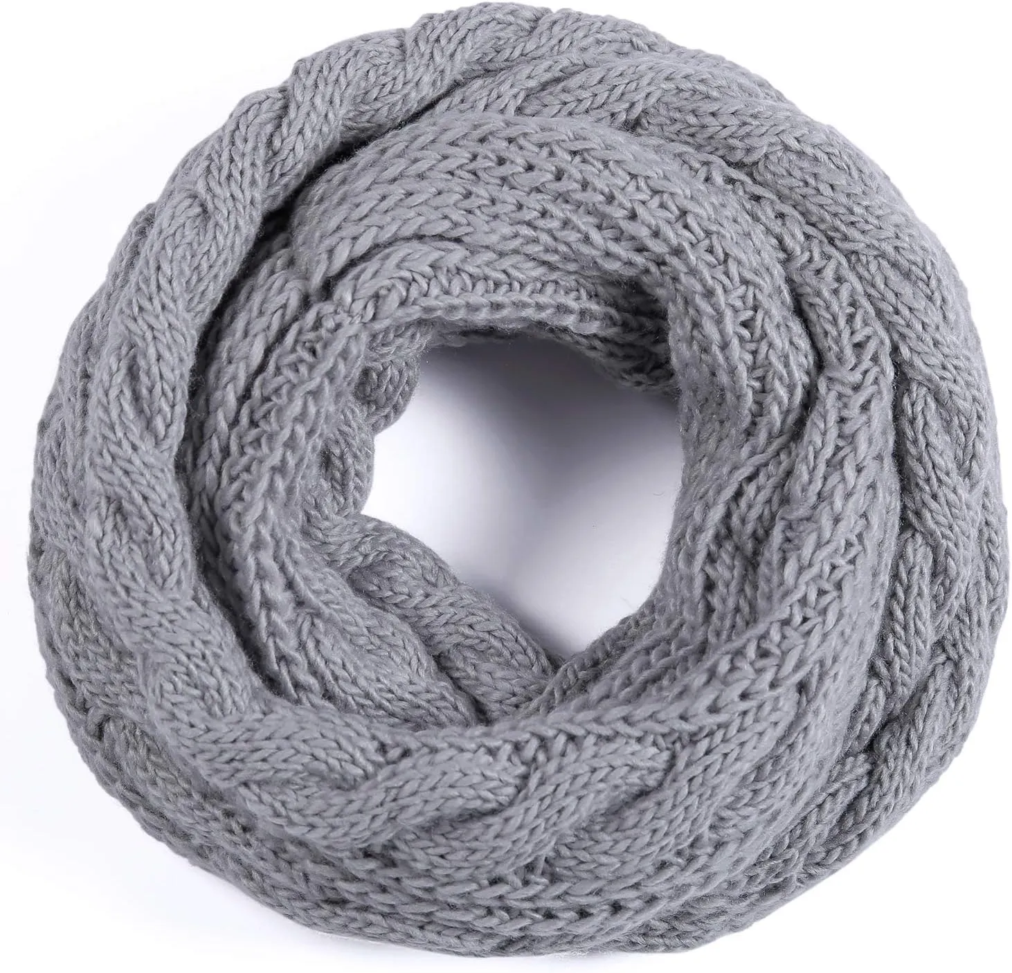 QUEENFUR Winter Women Thick Cable Knit Ribbed Infinity Circle Loop Scarf