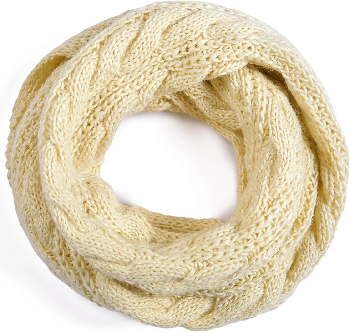 QUEENFUR Winter Women Thick Cable Knit Ribbed Infinity Circle Loop Scarf
