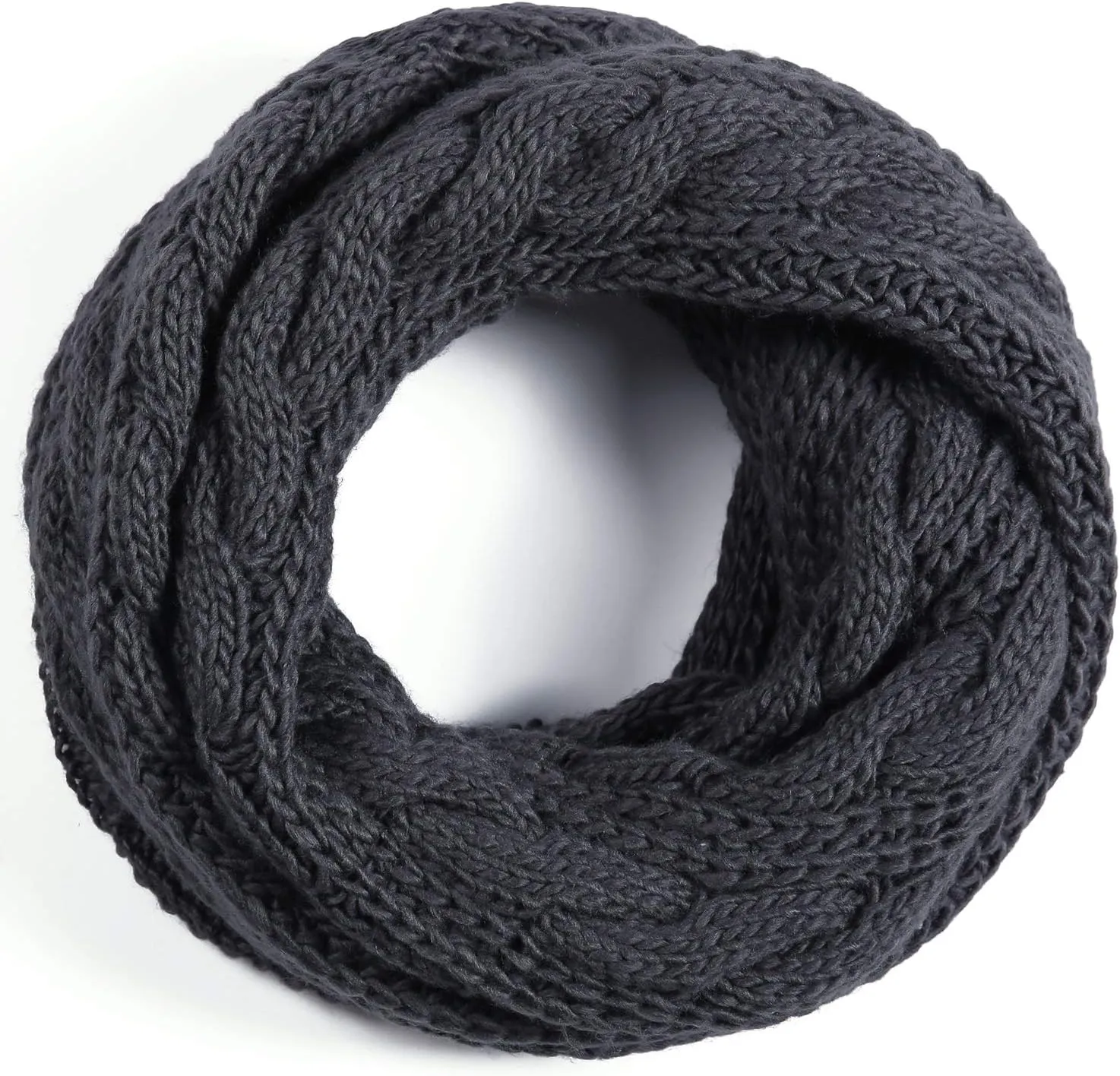 QUEENFUR Winter Women Thick Cable Knit Ribbed Infinity Circle Loop Scarf