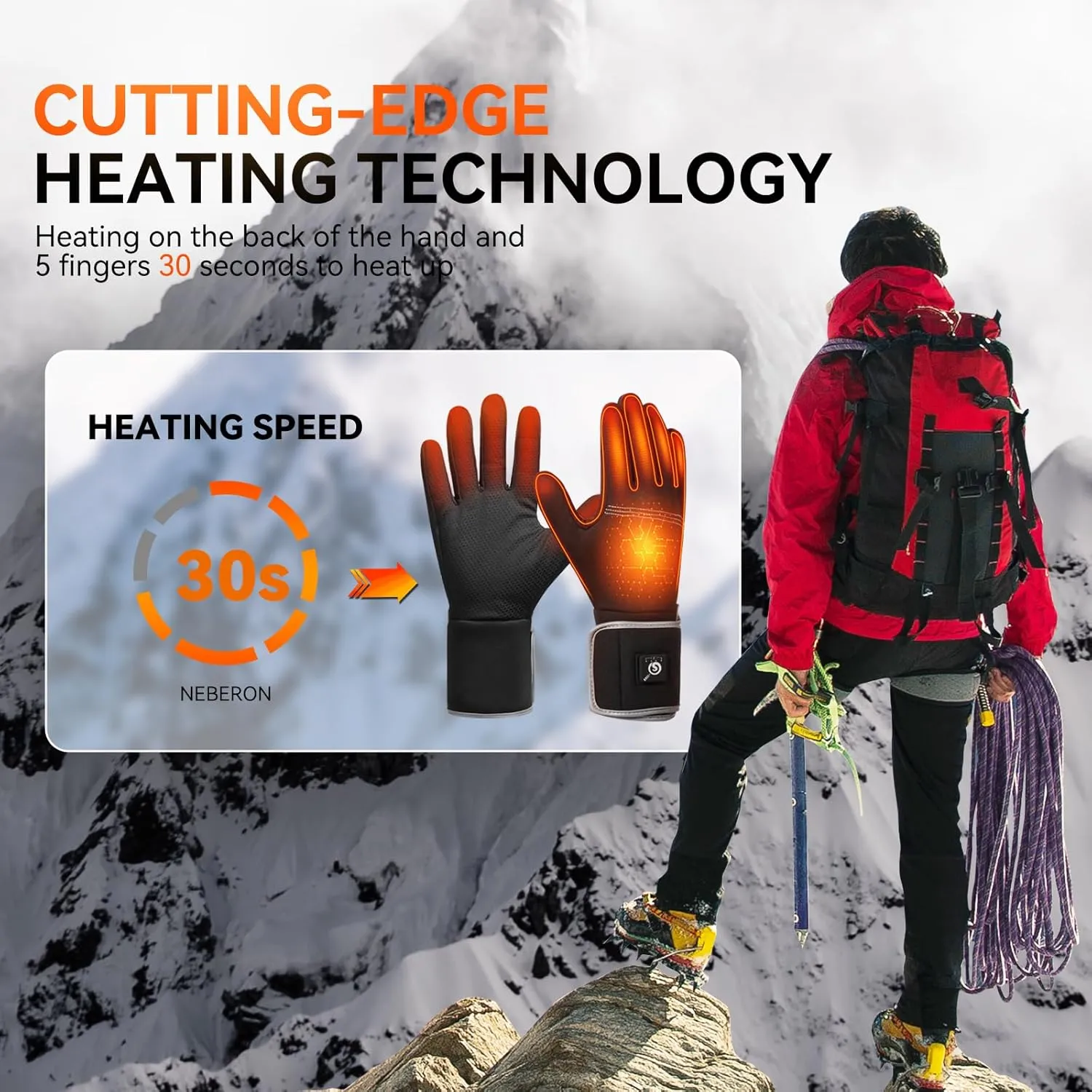 Savior Heated Glove Liners,Electric Heated Thin Gloves,Rechargeable,Suitable for Winter Driving,Typing,Running,etc.
