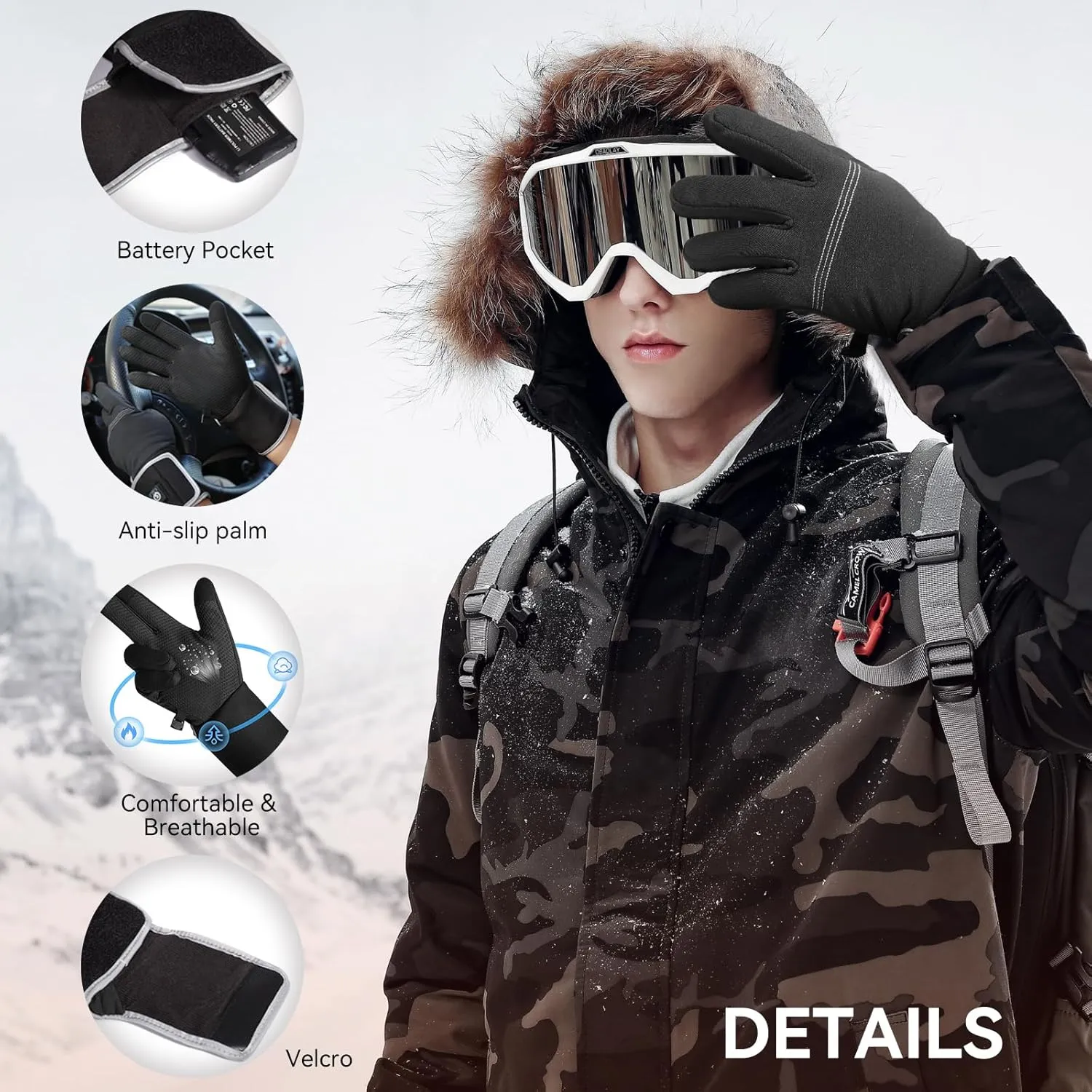 Savior Heated Glove Liners,Electric Heated Thin Gloves,Rechargeable,Suitable for Winter Driving,Typing,Running,etc.
