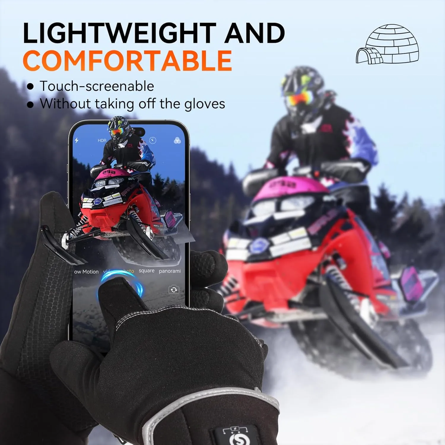 Savior Heated Glove Liners,Electric Heated Thin Gloves,Rechargeable,Suitable for Winter Driving,Typing,Running,etc.